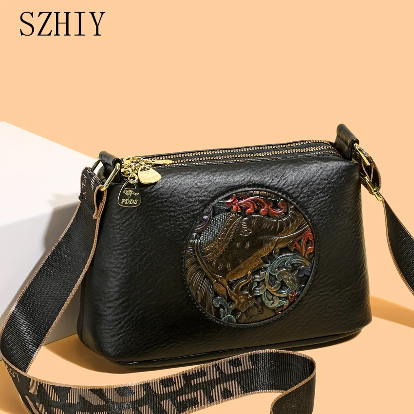 

Retro 3D Printed Shoulder Bag Women Crossbody Purse Luxurious Designer Travel Phone Bag Wide Shoulder Strap Small Square Pocket