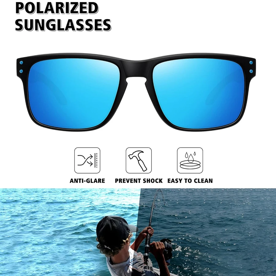 2Pack Sunglasses Men Women Polarized Sun glasses Trendy Retro Mirror Lens Outdoor Sports Fishing Hiking Driving