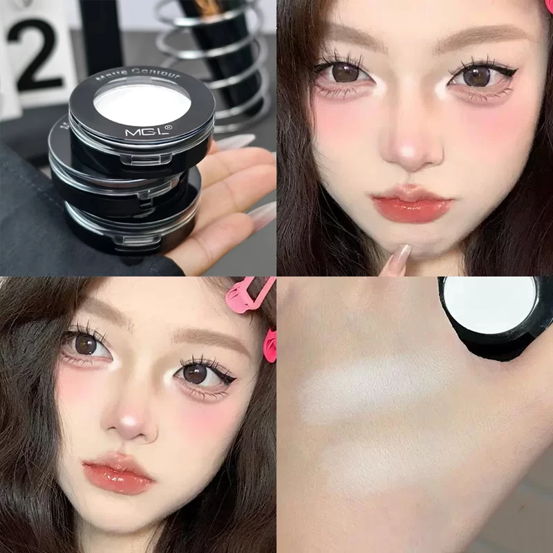 Face Contour Powder Palette Monochrome Matte White Waterproof Natural Coverage Multi-Use 3D Nose Shadow & Eyeshadow Brightening