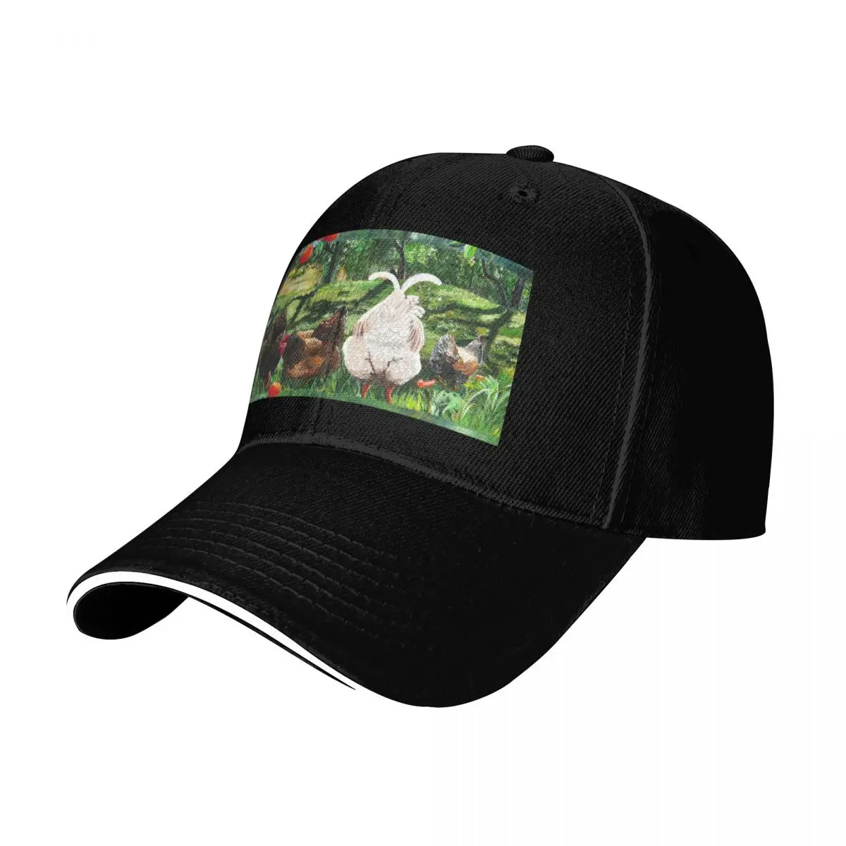 Chickens at the Creek Baseball Cap Strapback Dad Hat Six Panel Structured Crown Sun Protection UPF 50+