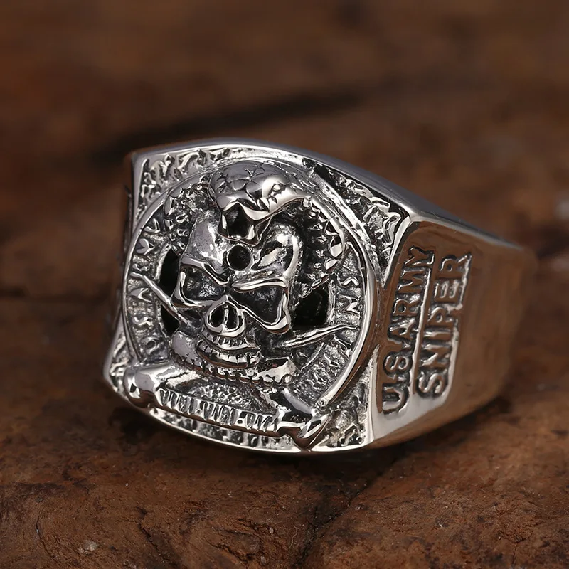 

Silver faShion jewelry thai Silver japaneSe and korean punk men'S domineering Snake head Skull wide index finger ring