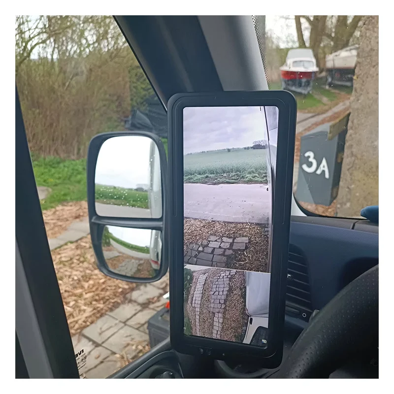 MCY 12.3 Inch Full HD 1080p Dual Lens Split View 24V Backup Semi Truck Mirror Side Camera System