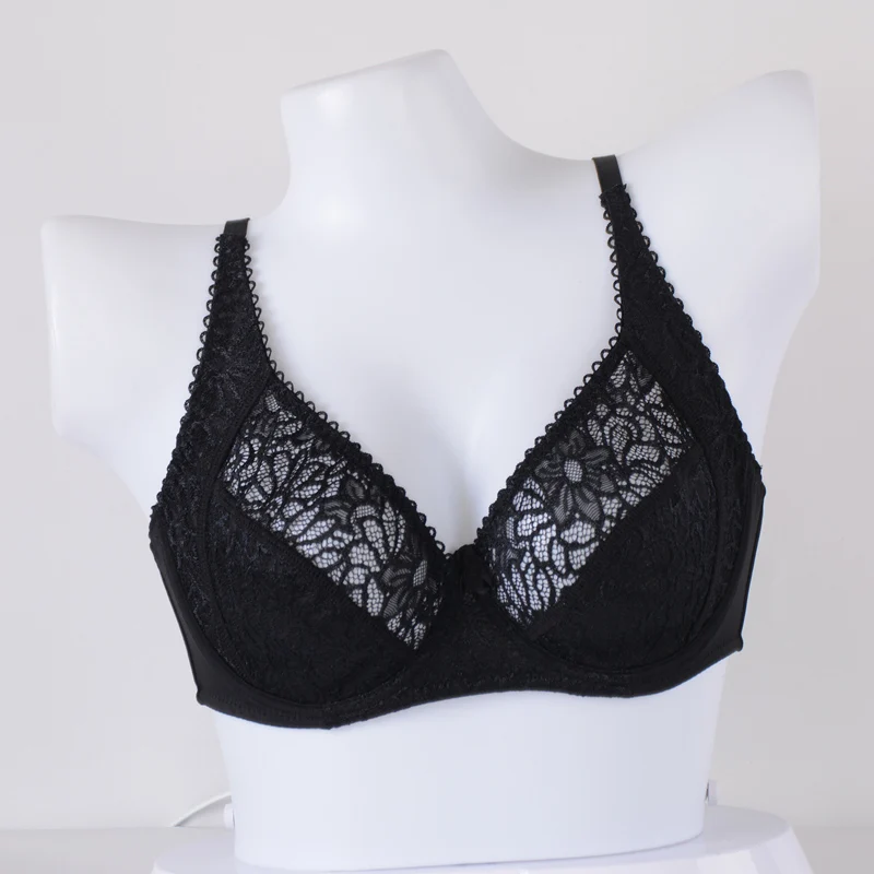 Lace Bras For Women Plus Size Lingerie Cutout Perspective Bra Floral Underwire Embroidery Bralette Underwear