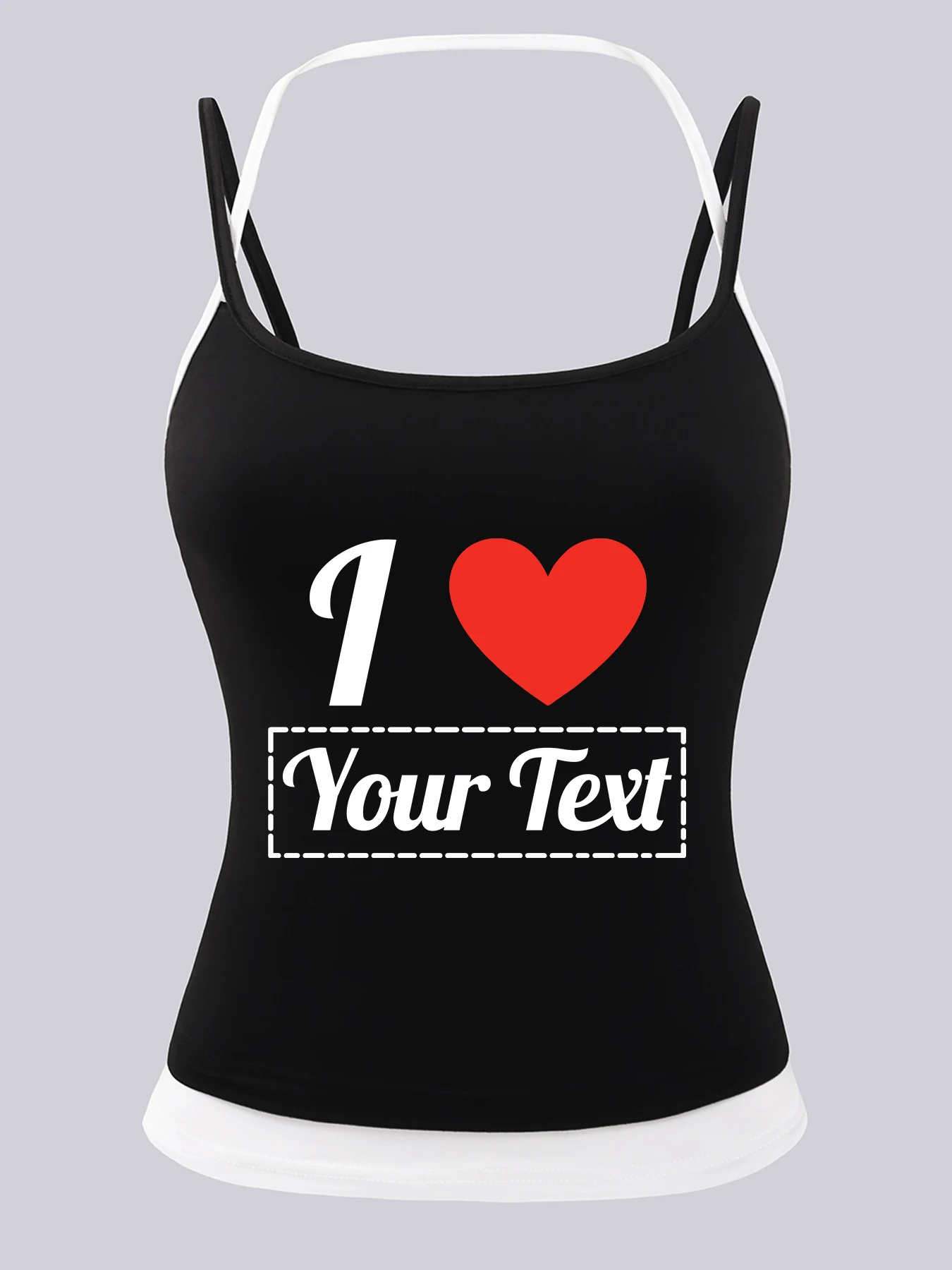 Personalisiertes Damen-Tanktop mit „I Love“-Text, sexy, modisch, lässig, Streetwear, Y2K, schlicht, Sommer, Sport, weiches Top, Bestie – Detail 13
