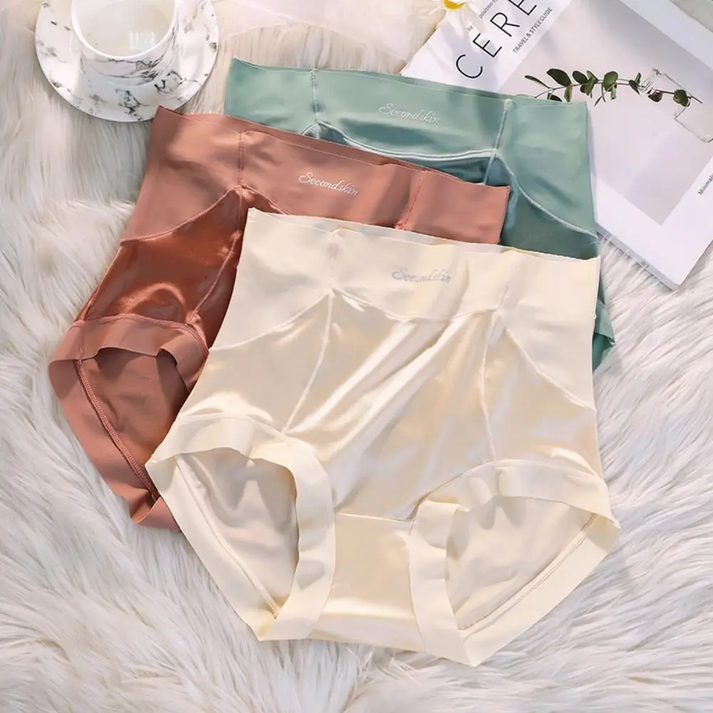 Comfortable Japanese Silk Lingeries Solid Color For Girls Korean Underwear Satin Plus Size Briefs Women Panties DIY