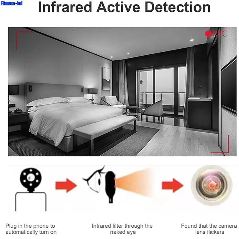 Portátil para ios USB-C anti candid câmera escondida detector de hotel ao ar livre aluguer anti-roubo câmera led ir alarme localizador