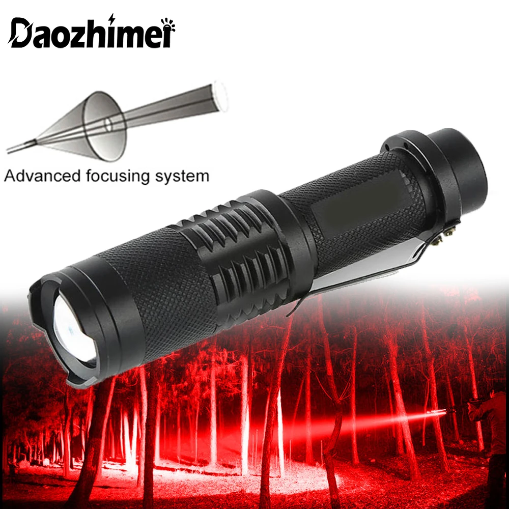 

Super bright LED Flashlight Red /Green Zoom Hunting Tactical headlight 1 Modes Outdoor Waterproof Lantern Camping,Searching