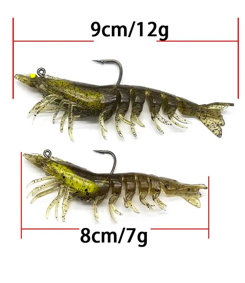 TAKEDO LD05 8cm 7g 9cm 12g Leuchtender UV-Köder TPR Segmentierter Körper Realistischer Garnelen-Köder mit Gewichtetem Haken für Süß- und Salzwasser-Angeln – Detail 2