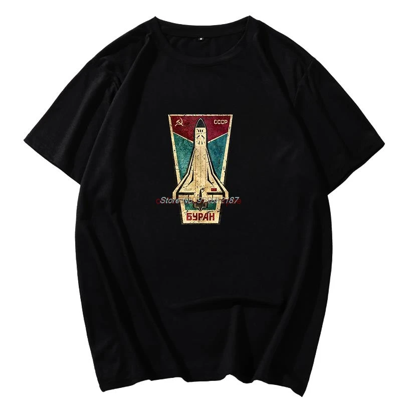 Russian Space Shuttle Cccp Classic Graphic T Shirts Summer Cotton Short Sleeve T Shirt New Shirts And T-Shirts Mens Clothes