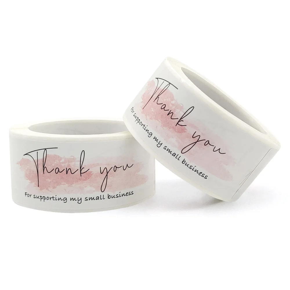 Thank You for Supporting Small Business Stickers, 1 x 3 inch, 120 Pack, Pink