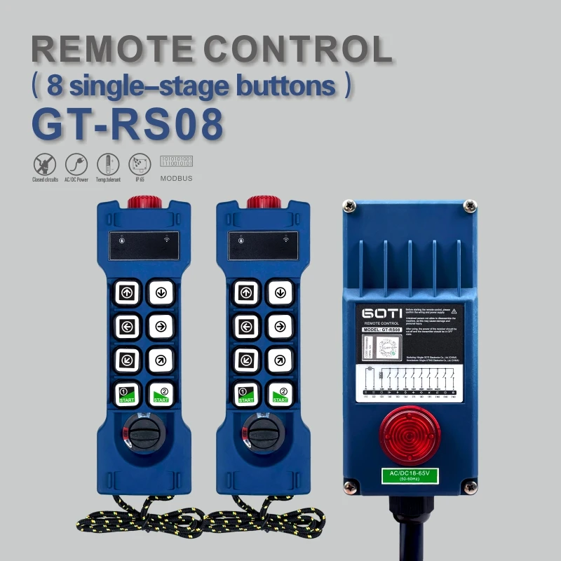 

GT-RS08 2T1R Industrial Radio Wireless Crane Hoist Remote Control Switch 8 Channel Replace UTING F24-8S F26-A1 TELEcontrol