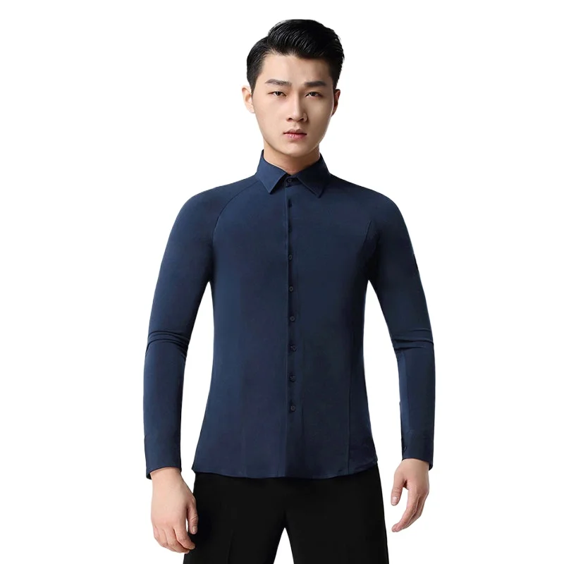 2023 National Standard Dance Men\'s Latin Dance Shirt Adult Dance Costume Practice Clothes Modern Dance Clothes Long Sleeve