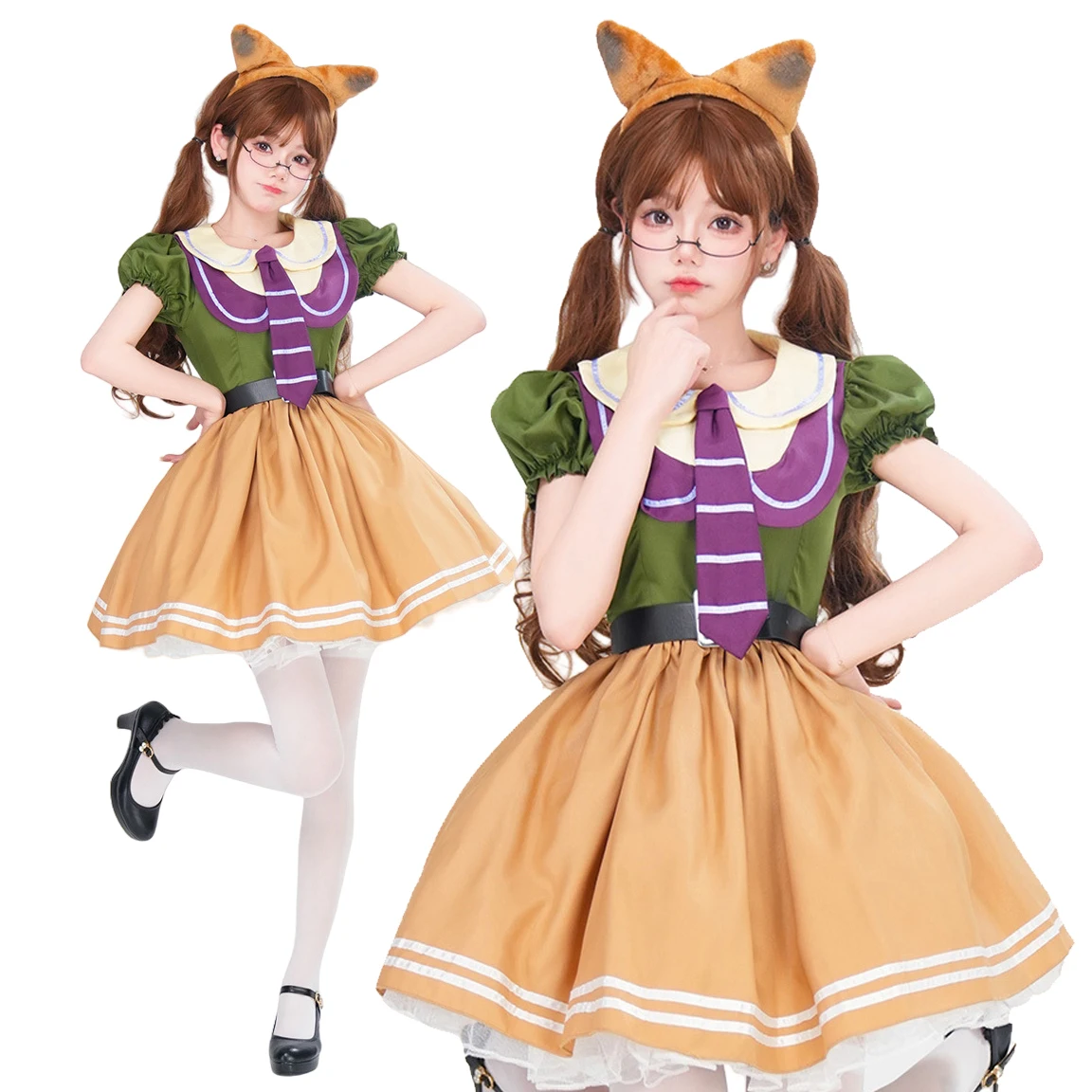 Zootopia Nick Fox Cosplay Dress Women Girl Kids Cosplay Anime Nick Fox Ears Tail Hopps Dress Cartoon Character Dress Cosplay