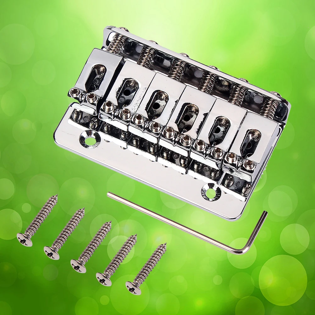 

65 Guitar Bridge Silver Bass Oblique Head String Vintage Style with Screws