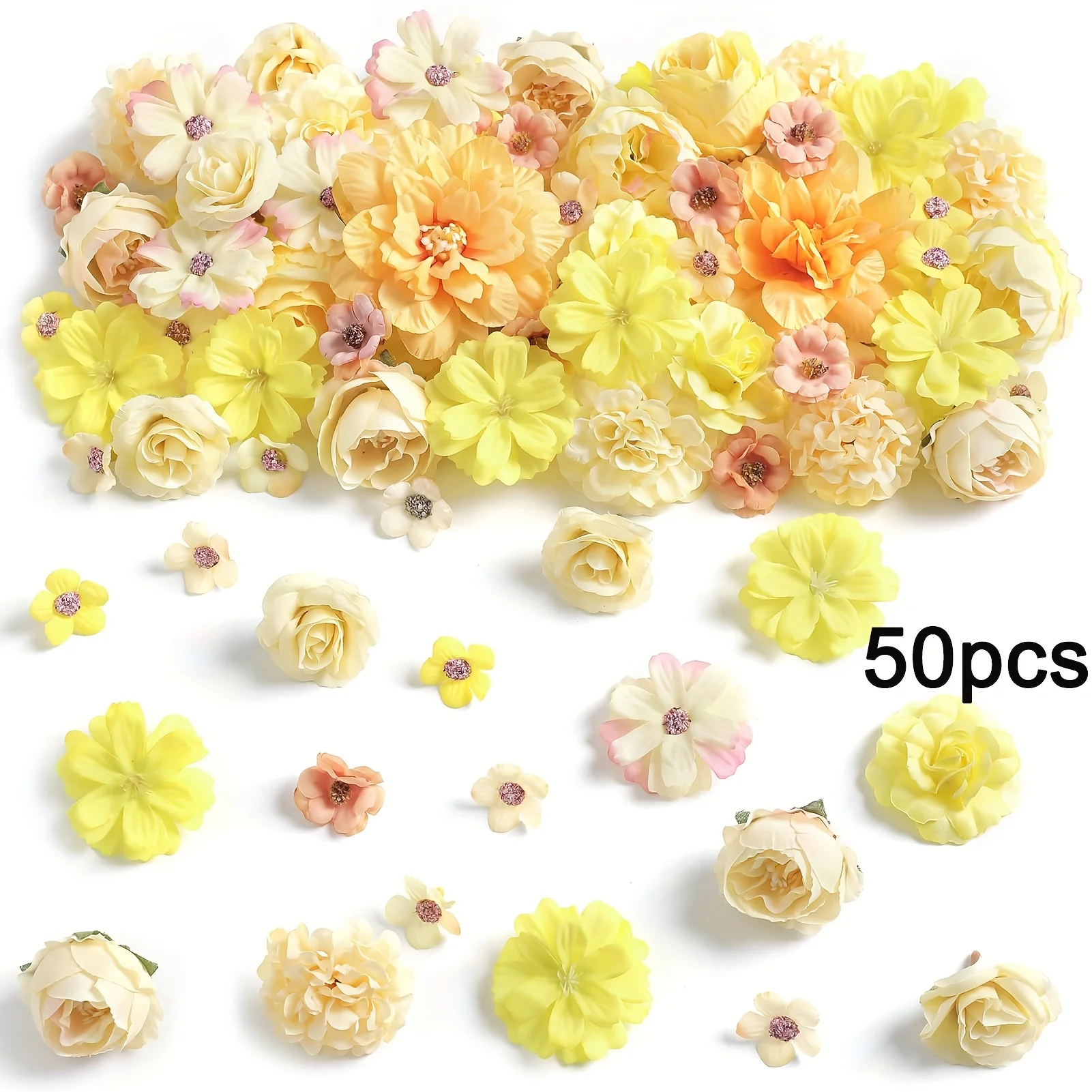 50 Stuks Rose Kunstbloemen Hoofden Zijde Nep Bloemen voor Home Decor Tuin Bruiloft Decoratie Krans Slingers Geschenken Accessoires