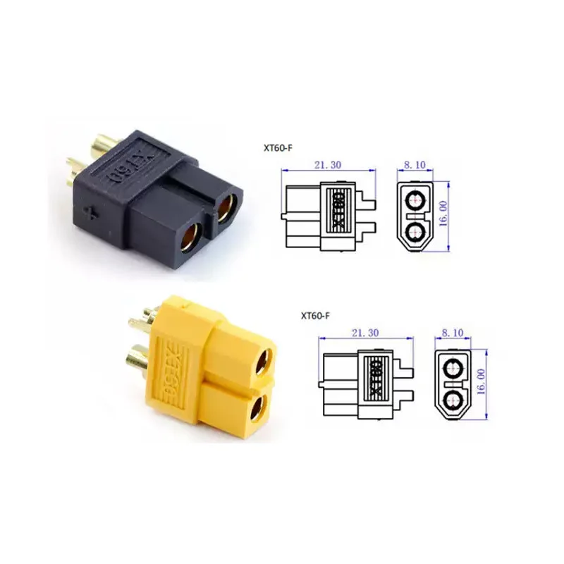 Amass XT60 Genuine Gold-Plated 2-Pin High-Current Connector for Drones and Model Aircraft Lithium Batteries