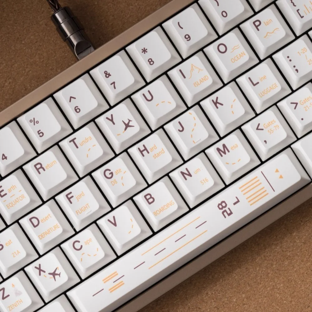 Flight Plan Theme Keycap Set PBT 178Keys Custom Retro White Keyboard Cap Cherry Profile Gaming KeyCap for Mechanical Keyboard