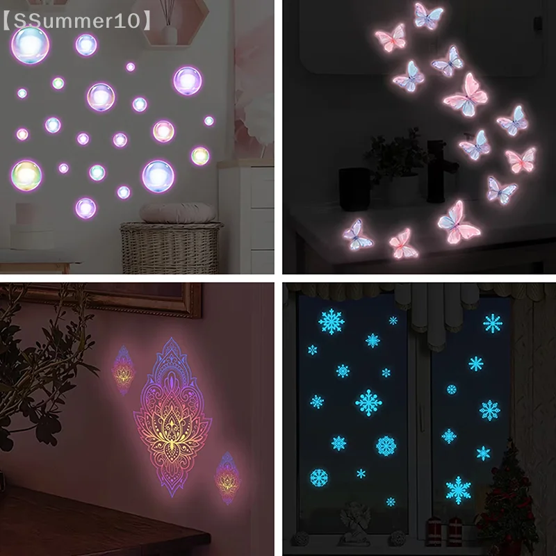 【SSummer10】Glow-in-the-Dark Butterfly Mandala Wall Stickers-Removable PVC Decals for Living Room Bedroom Home Decor【SS】