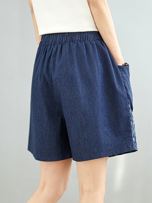 Celana Rok Kasual Pas Longgar Denim Tipis Pinggang Tinggi Pinggang Elastis Denim Kaki Lebar Sle Baru Musim Panas Wanita Ukuran Plus