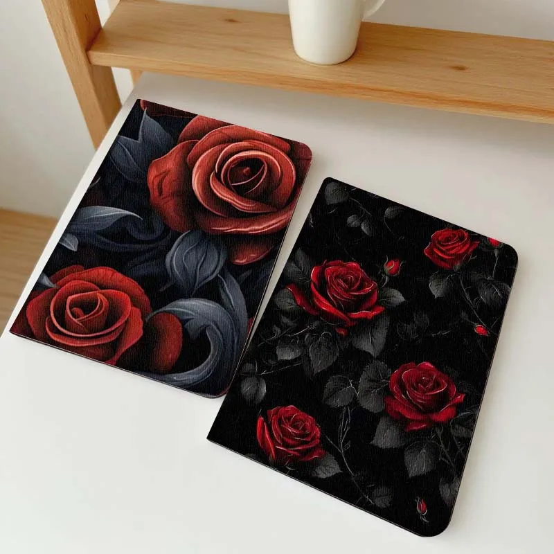 

Red Rose Dark Leaf Gift Tablet Case For Apple iPad Air Pro mini 1 2 3 4 5 6 7 8 9 11 M2 M3 M5 M4 5th 6th 7th 10th 11th