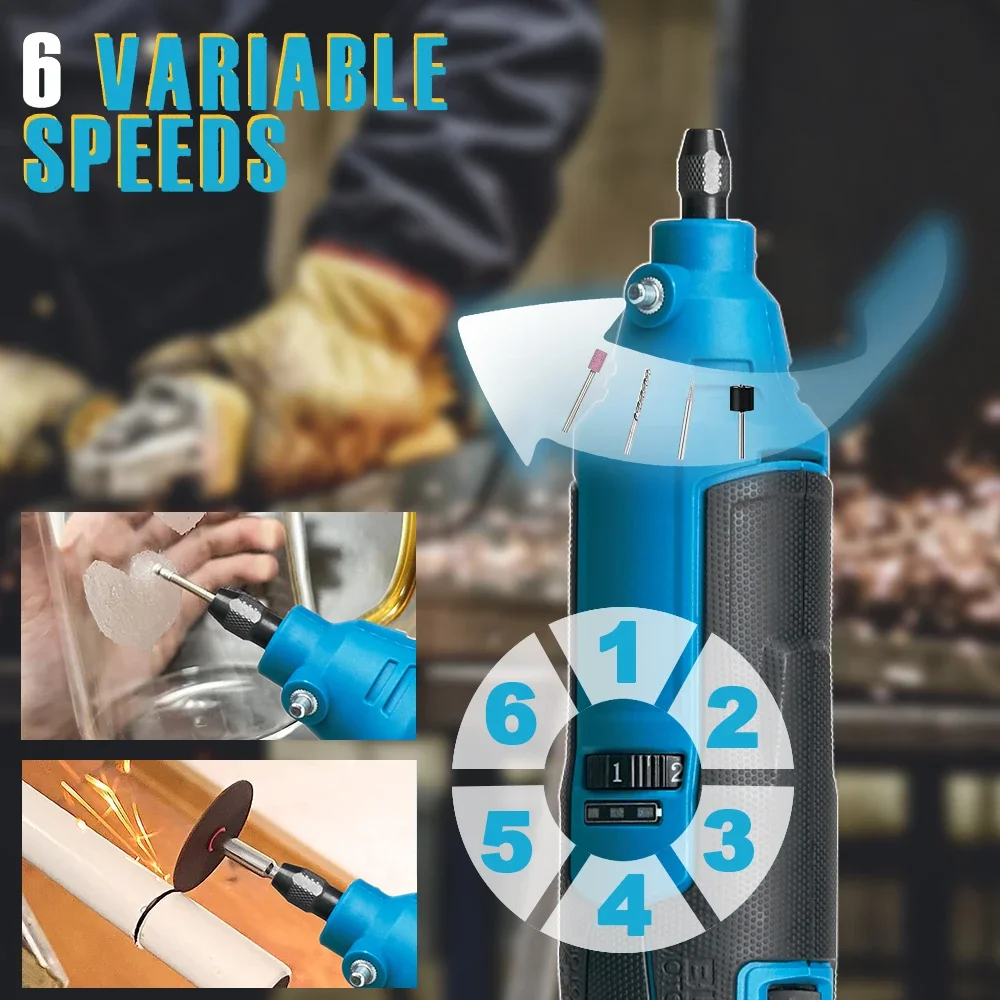 Brushless 12V 6-Speeds Mini Engraving Cordless Rotary Tool Grinding Polishing Machine Rechargeable Pen Cutting DIY Toos