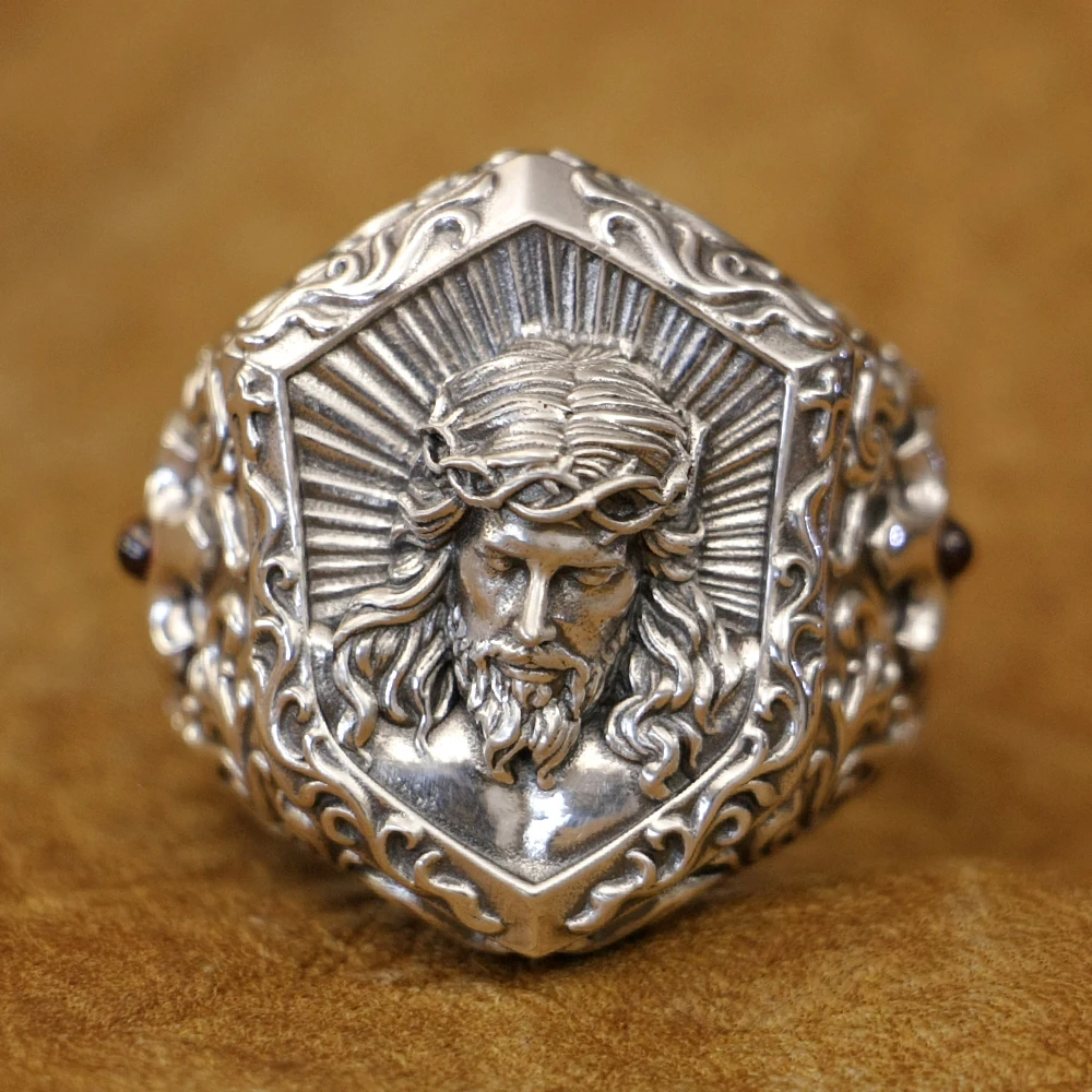 

925 Sterling Silver Suffering Jesus Christ Punk Ring TA459 US Size 8~15