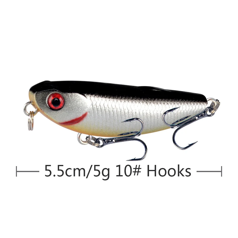 1Pcs Water surface systemPencil  55mm 5g Floating Dog Walking Wobblers Tackle Artificial Hard Bait With 10# Hooks For Bass