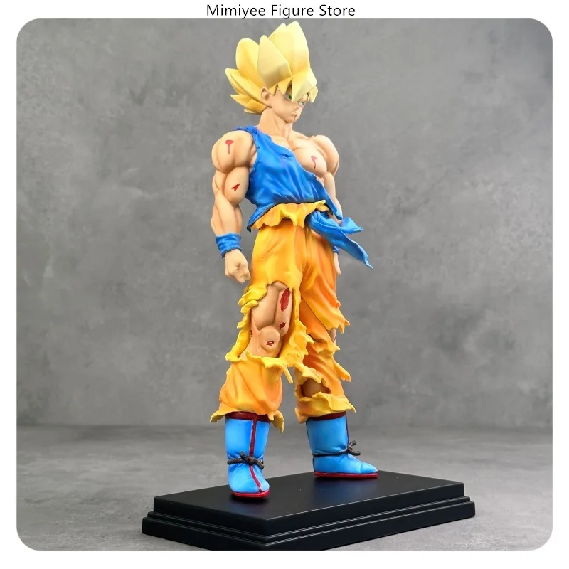 30cm dragon ball goku batalha estilo danificado posição em pé estátua anime figura modelo colecionável decoração de mesa presente