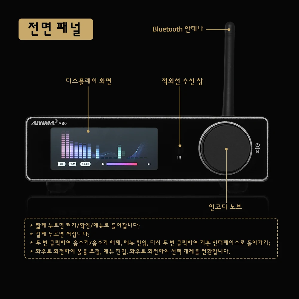 AIYIMA A80 TPA3255 DAC 블루투스 PFFB 스테레오 전력 증폭기, 300W x 2 클래스 D 2.0 HiRes 디지털 앰프, RCA TRS OPT COA USB 입력 포함