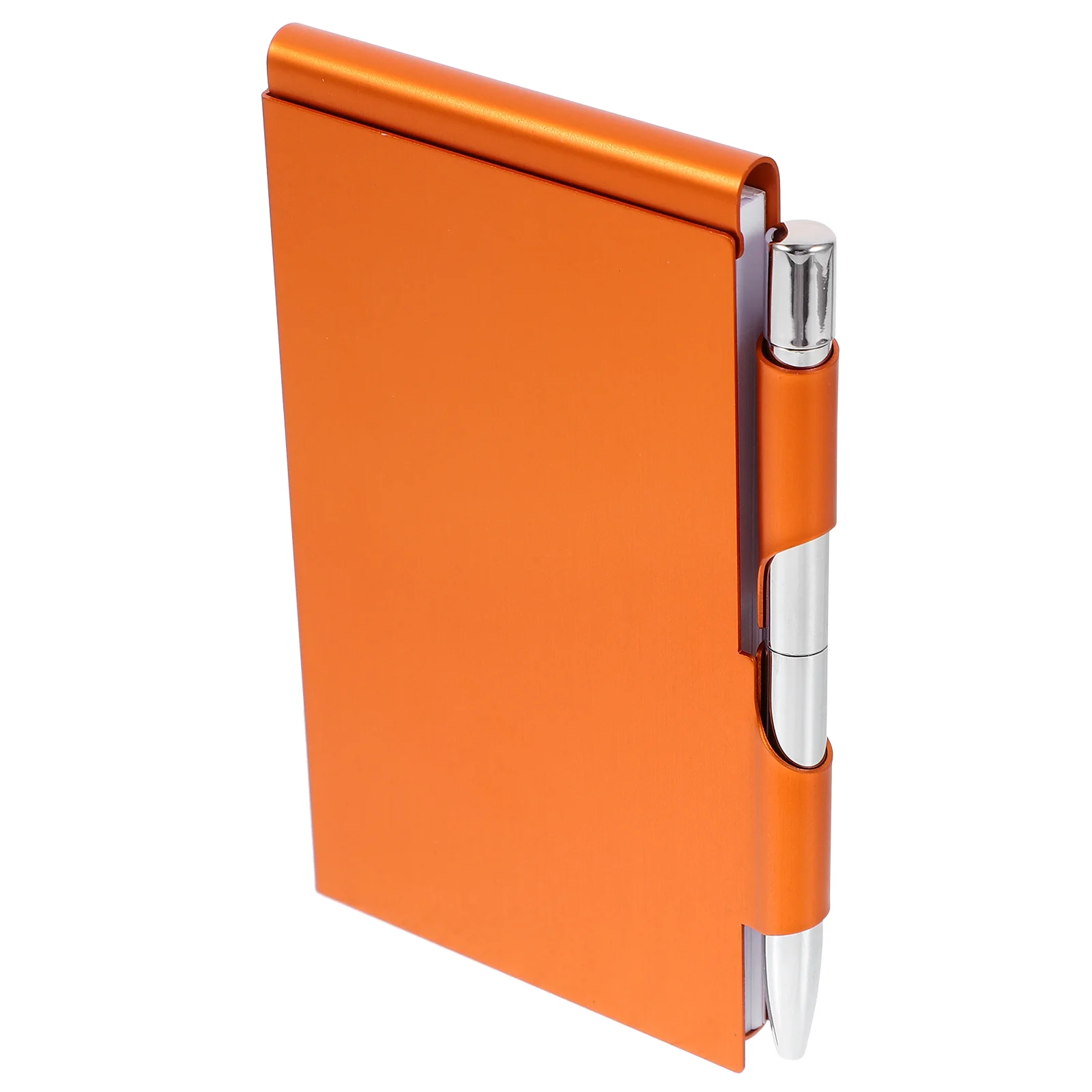 

Notebooks Creative Tearable Memo Tabs Notepad Holder Small Pads Metal Pocket with Pen Orange Office