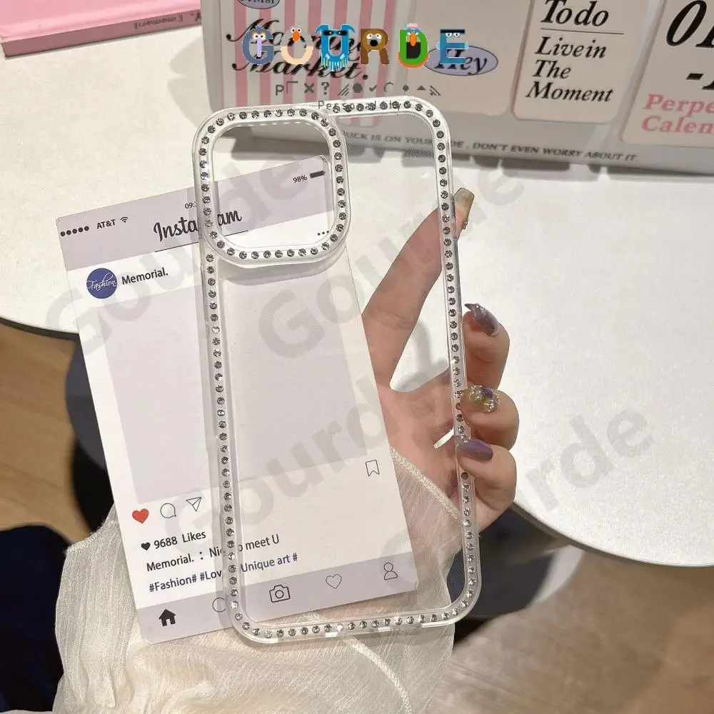 

Gourde Luxury Clear Glitter Shiny Gem Design 3D Diamond Phone Case for iPhone 16 15 14 13 12 Pro Max XR XS Soft Silicone Cover