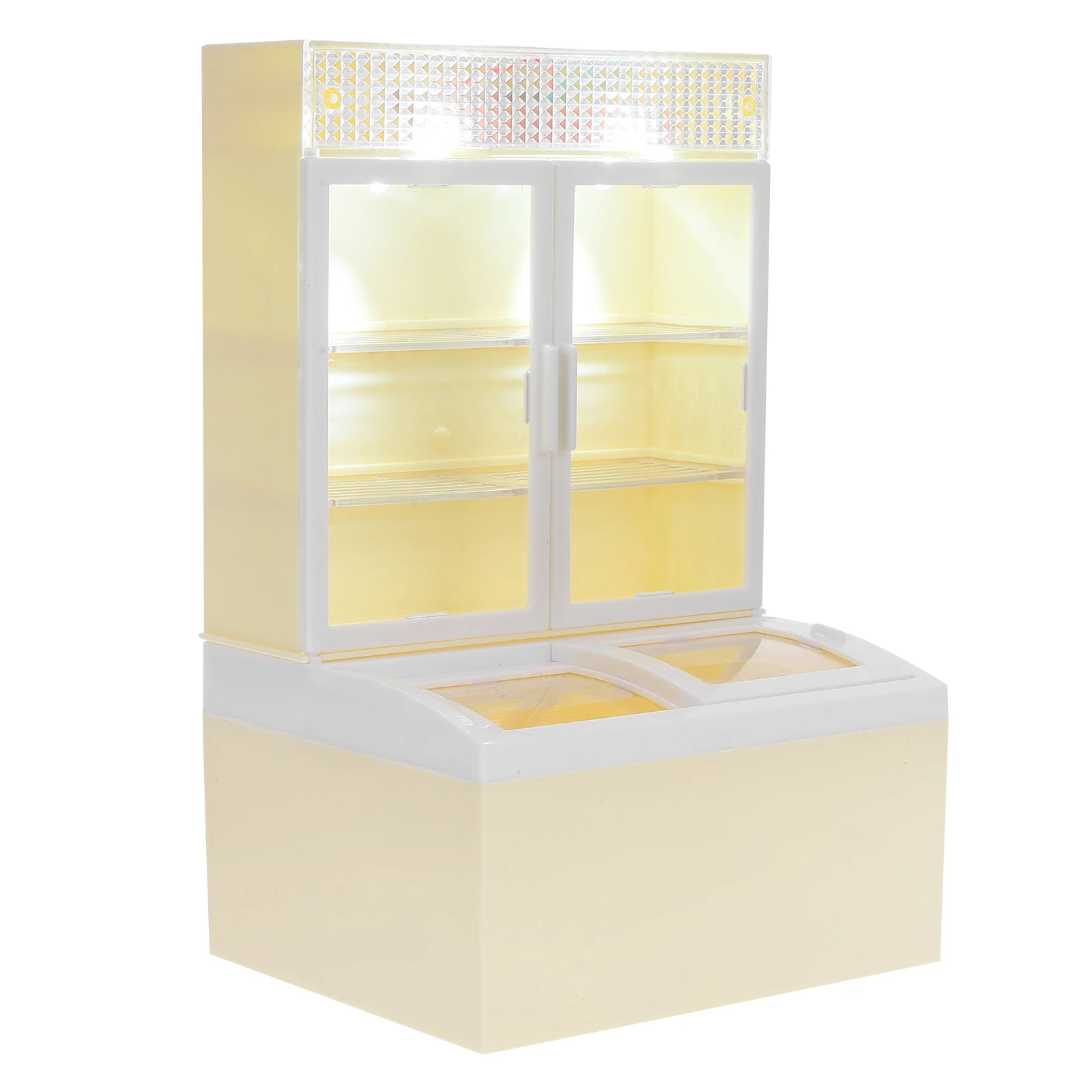 

Simulation Ice Cream Cabinet Dollhouse Miniature Kitchen Freezer Toy Pretend Play Set Child Tiny Fridge Appliance Model Display