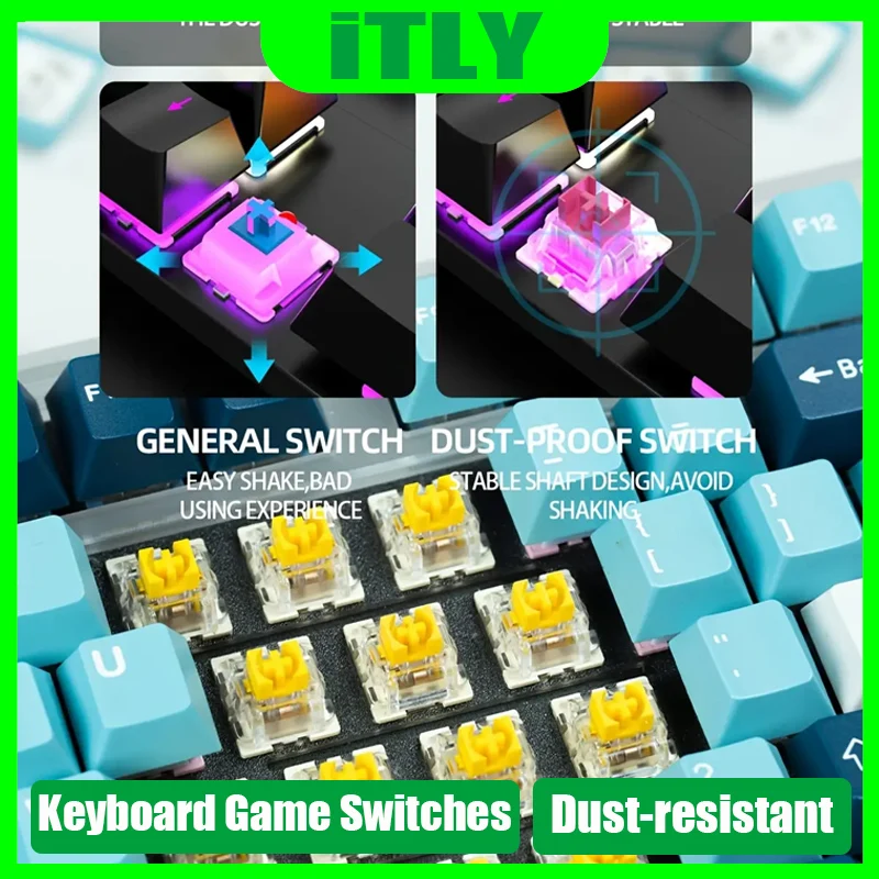 الغبار الدقة محور الخطي لوحة المفاتيح الميكانيكية التبديل الأصفر 3Pin التبديل لوحة المفاتيح الخطي المفاتيح