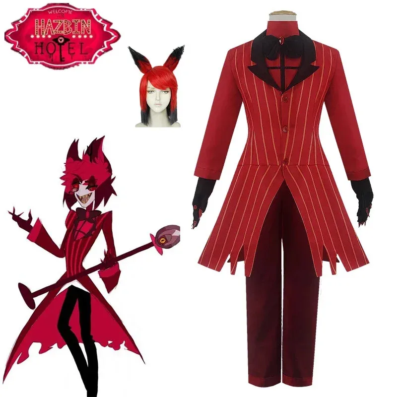 

Alastor Cosplay Costume Wig Hazbin Anime Hotel Devil Radio Demon Uniform Accessories Halloween Christmas Carnival Full Set
