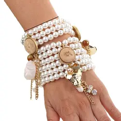 Statement Pearls Bracelet Set for Women Beads Golden Accessories Handmade Woman Anklet Jewelry