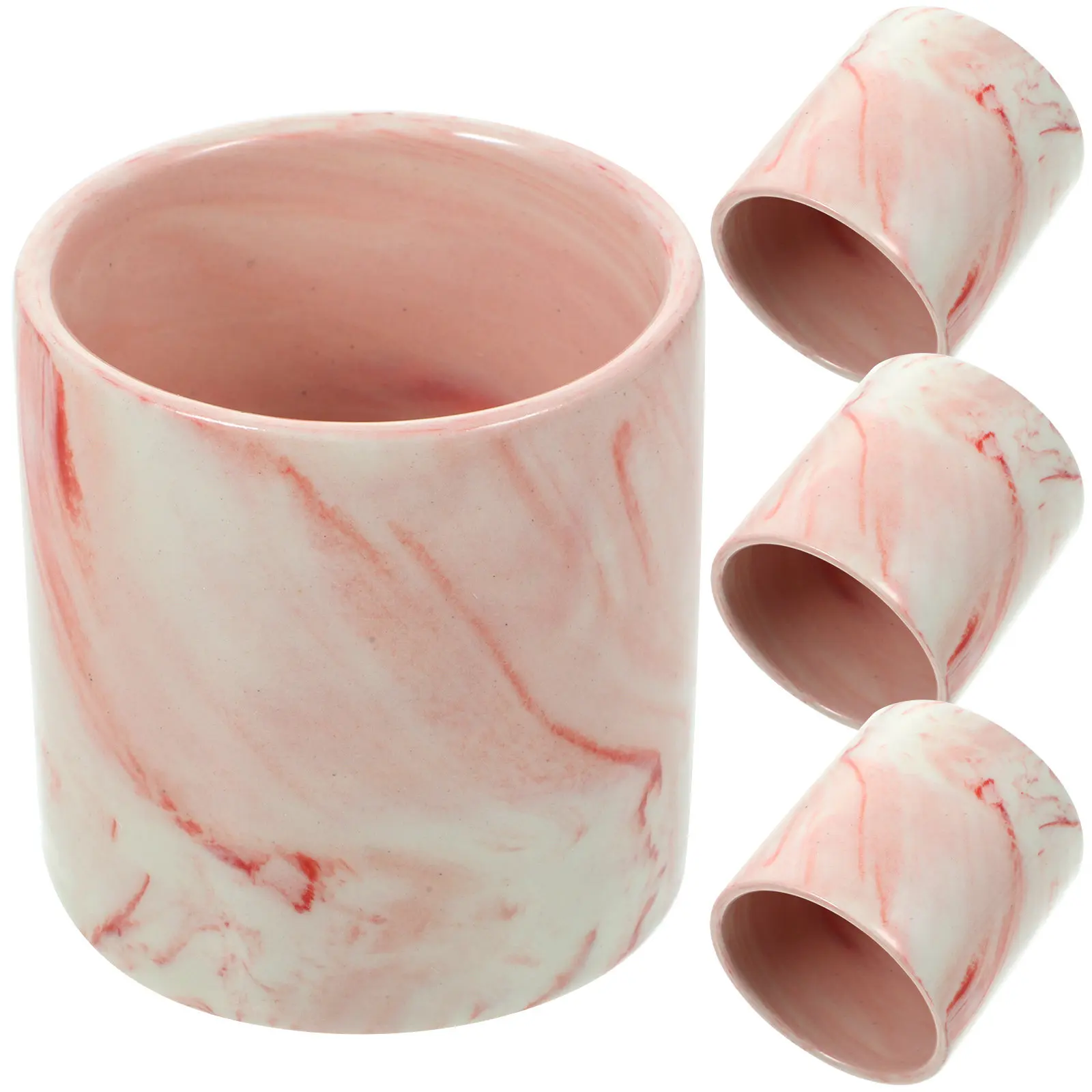 

Набор из 4 мини-горшков для суккулентов с мраморным узором, утолщенные, с дренажным отверстием, для декора рабочего стола дома и офиса