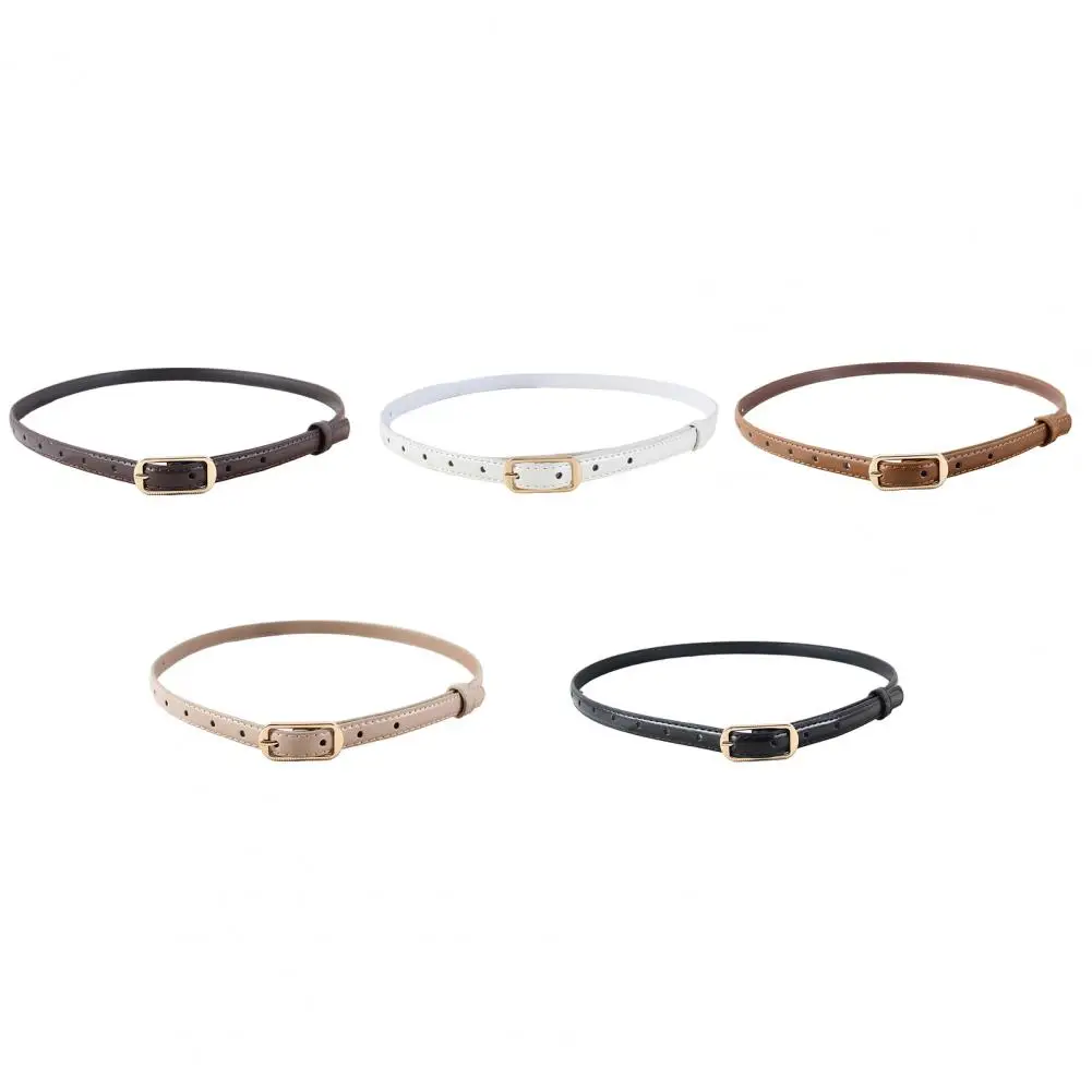 حزام خصر نسائي من الجلد المقلد حزام خصر رفيع قابل للتعديل من الجلد المقلد حزام خصر نسائي لفساتين علوية رفيعة بلون سادة