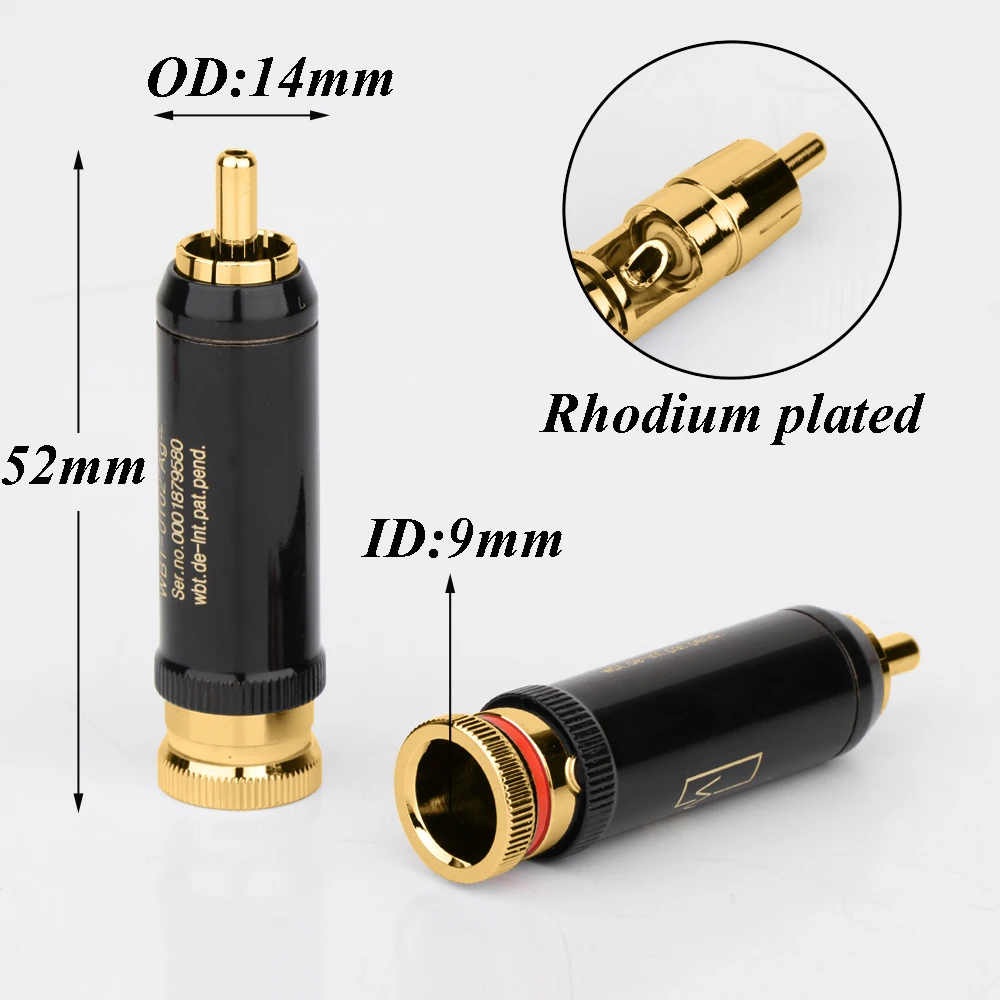 HIFI 4Pcs 0102Ag Gold/Rhodium plated rca plug for audio signal cable rca connector audio terminal RCA head