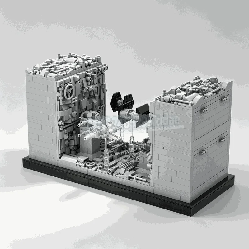 1621PCS MOC Sci Fi Space Battle Trench Corridor Diorama Fighter Chase Scene Model Custom Puzzle DIY Assembly Building Blocks Toy