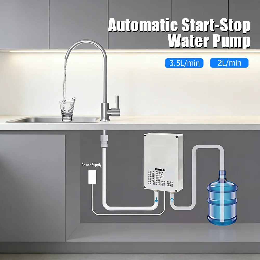 12V Electric Faucet Water Pump 2L/min 3.5L/min Self Suction Pump DC Water Dispensing Pump for Caravan RV Kitchen Boat Galley