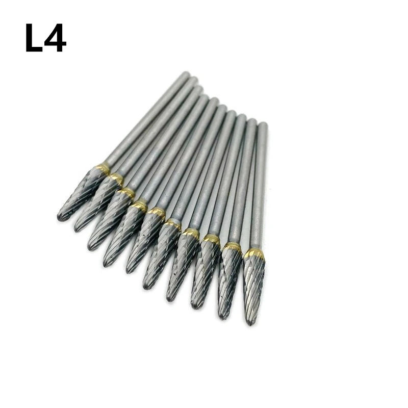 10pcs/box Tungsten Steel Carbide Burs Drill 2.35mm Shank Dental Tools Nail Drill Polish L4