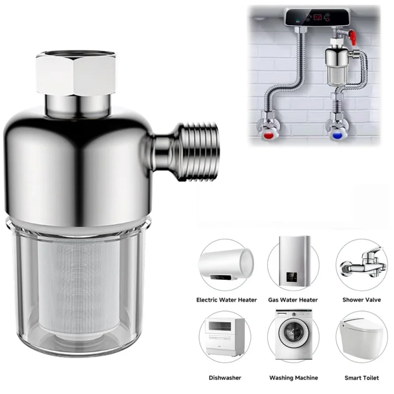 Purifier Reusable Water Filter Spin Down Sediment Filter Sediment Remover for Water Heater Thread Washing Machine Shower Faucet