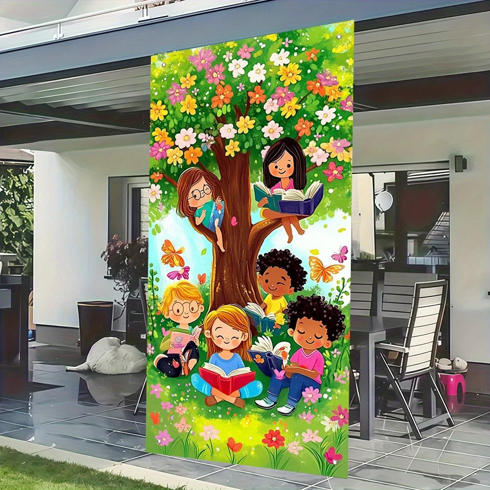2D-Türbanner, 1-Feder-Türvorhang-Party-Banner – Polyester, geeignet für die Frühlingsdekoration und Fotografie-Hintergrund – Detail 2