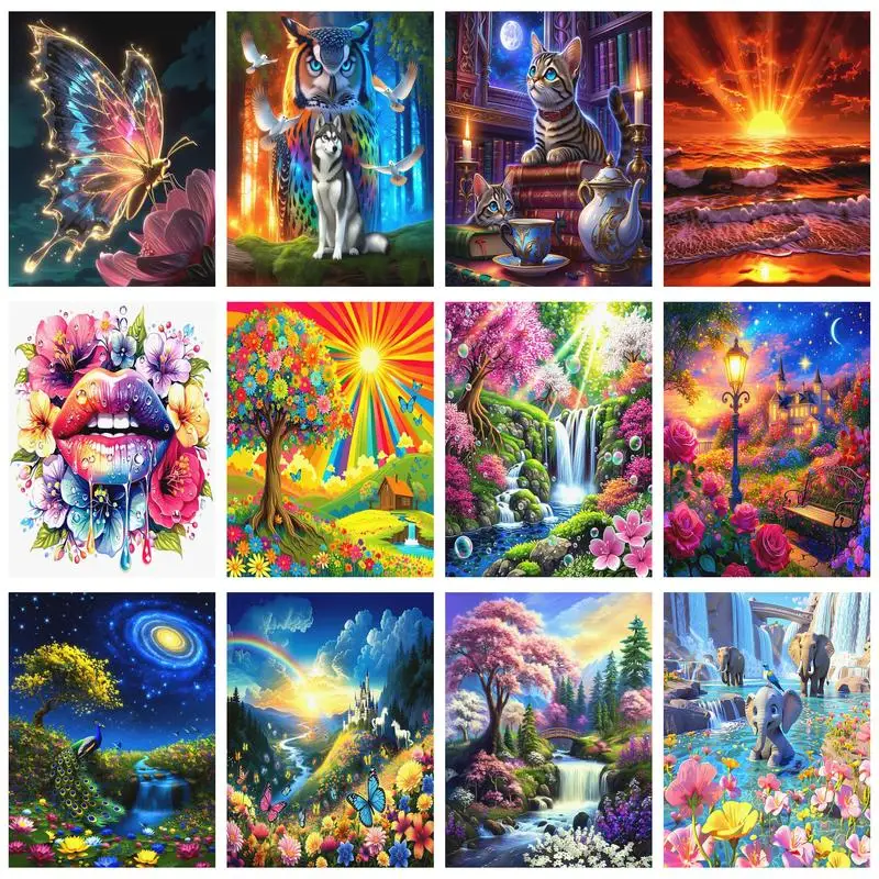 

GATYZTORY Scenery Pictures By Number Kits Home Decor Painting By Number Tree Drawing On Canvas HandPainted Art Gift