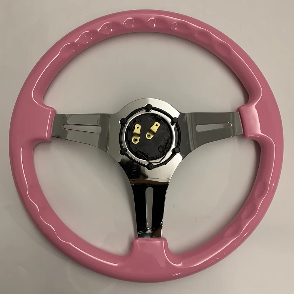 Universal 350mm ABS Steering Wheel 14 Inch Pink Aluminum Alloy frame Racing Steering Wheel