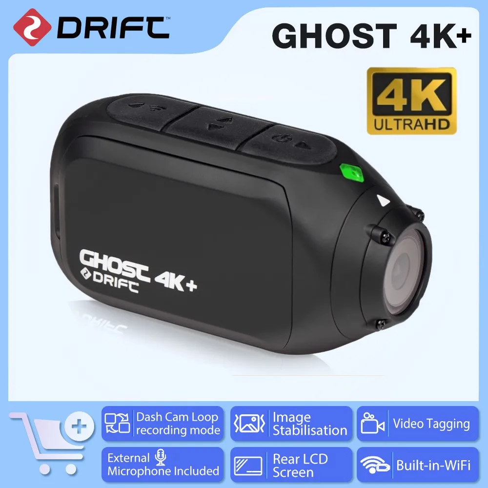 Drift Ghost 4k Plus 액션 카메라, 울트라 HD, 자전거, 오토바이, 바디 착용 헬멧, 스포츠 캠, WiFi 앱 제어, 4K, 30fps