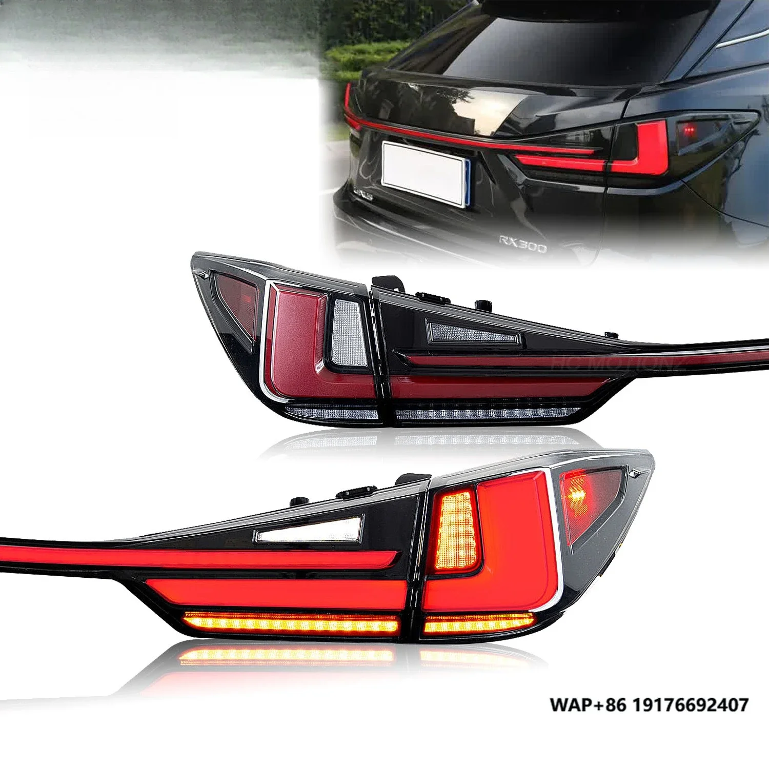 HCMOTIONZ New LED Car Rear Back Lamps Assembly Tail Lights forLexus RX350 450h F DRL Start up Animation 2016-2022