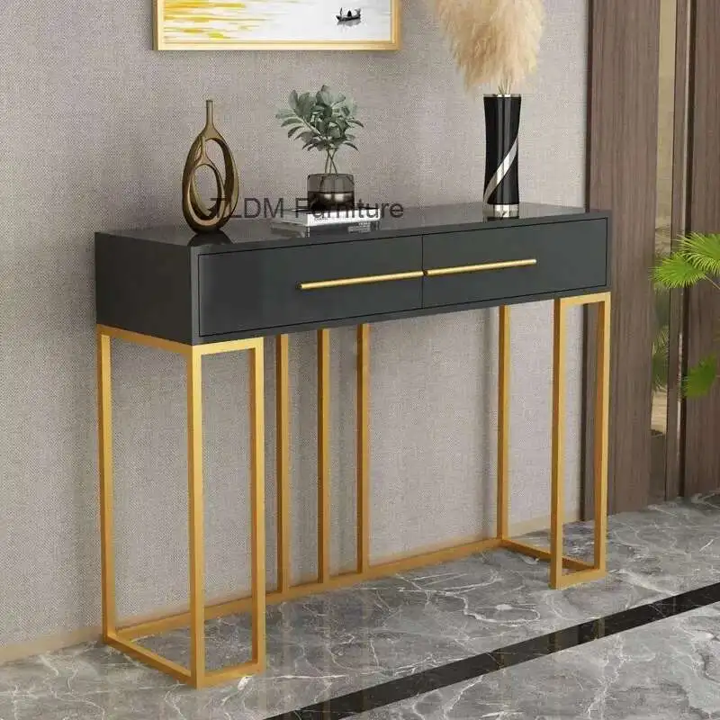 

European Designer Console Tables for Hallway Leisure Home Iron Console Table Living Room Furniture Modern Simple Porch Cabinets