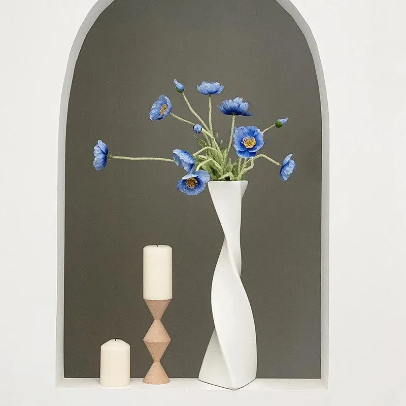 Hot Sale Nordic Ceramic Vase Modern Simple Tall Slender Vase Twisted High Creative Vases For Home Living Room Desktop Decoration