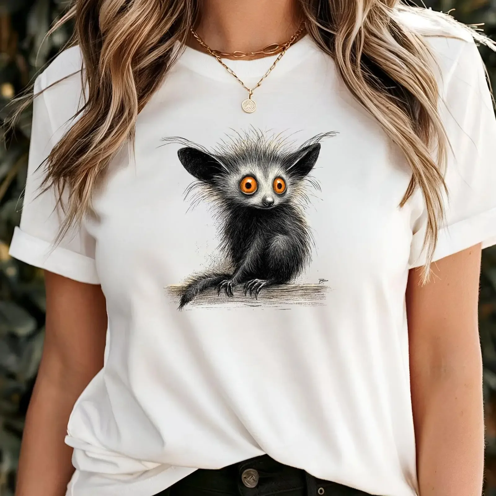 Aye Lemur T Shirt Wildlife Primate Animal Lover vintage Washed Breathable homme Comfortable designer clothes Stylish Slightly
